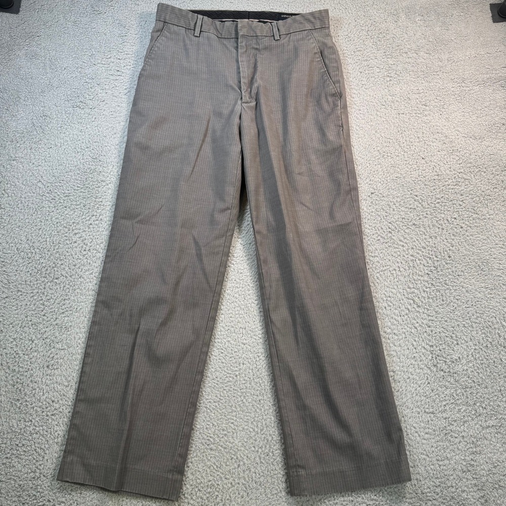 Banana Republic Mens Grey Pinstripe Dress Pants 30x30 Straight Chino Trousers